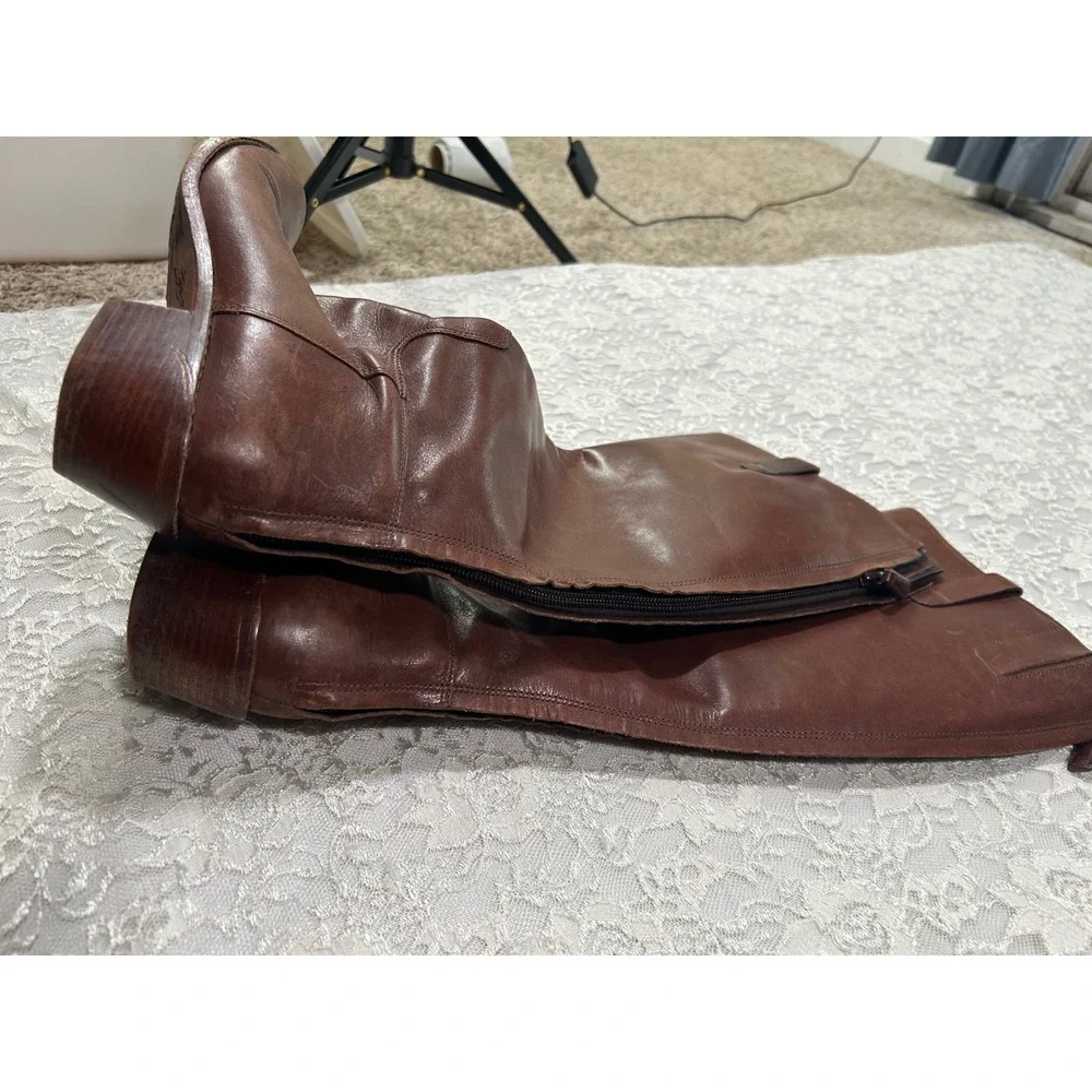 Cole Haan Welsey Brown Leather Knee High Riding Boots 6B Fall Preppy Minimalist